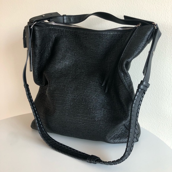 All Saints Handbags - AllSaints Kita Large Tweed North South Tote Black